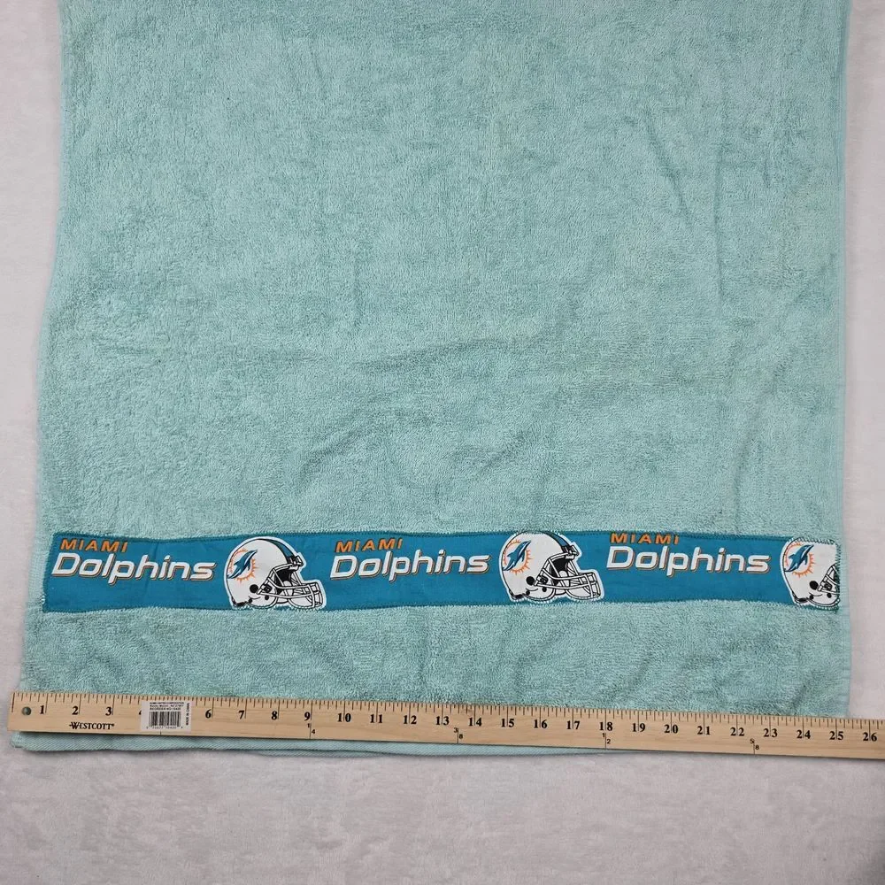 Vintage NFL Miami Dolphins Cotton Bath Towel 25x50 Inches Teal Logo‎